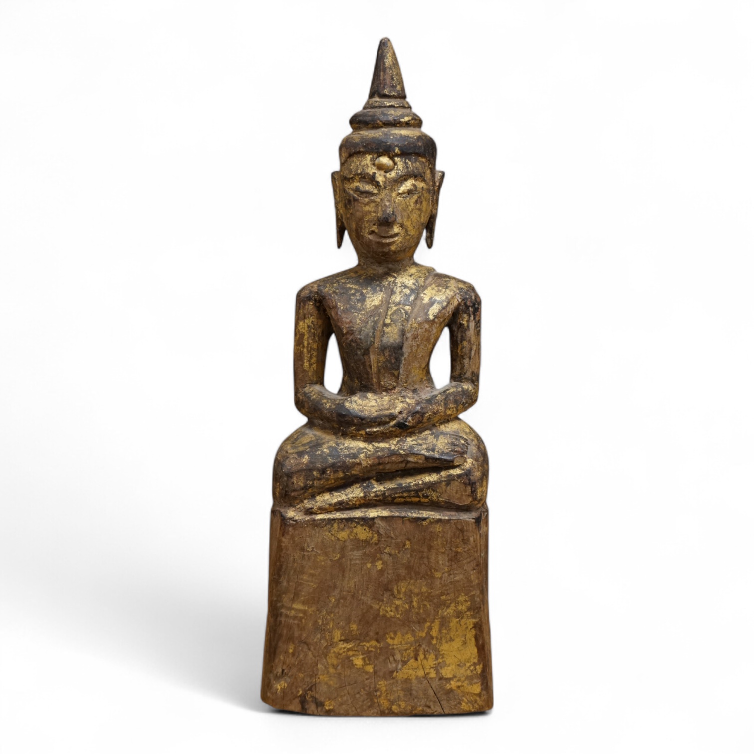 A Burmese giltwood figure of seated Buddha, 24cm high